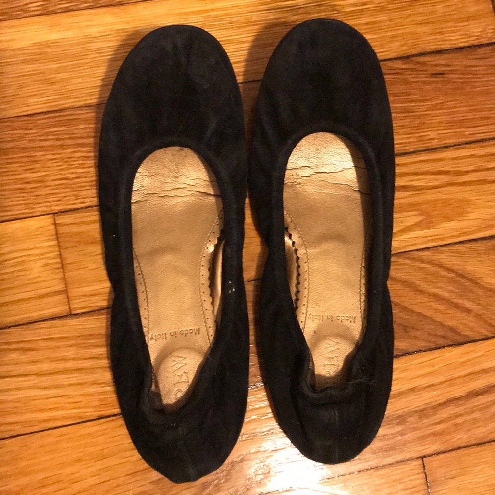 J Crew Suede Black Ballet Flats